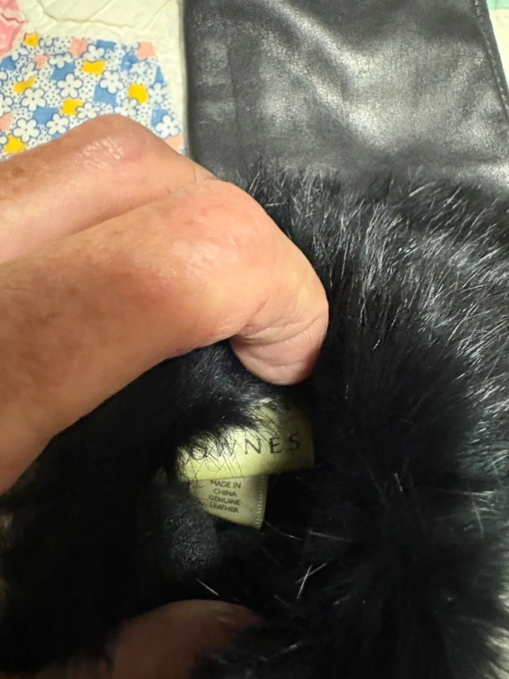 Black Leather fur trim Gloves